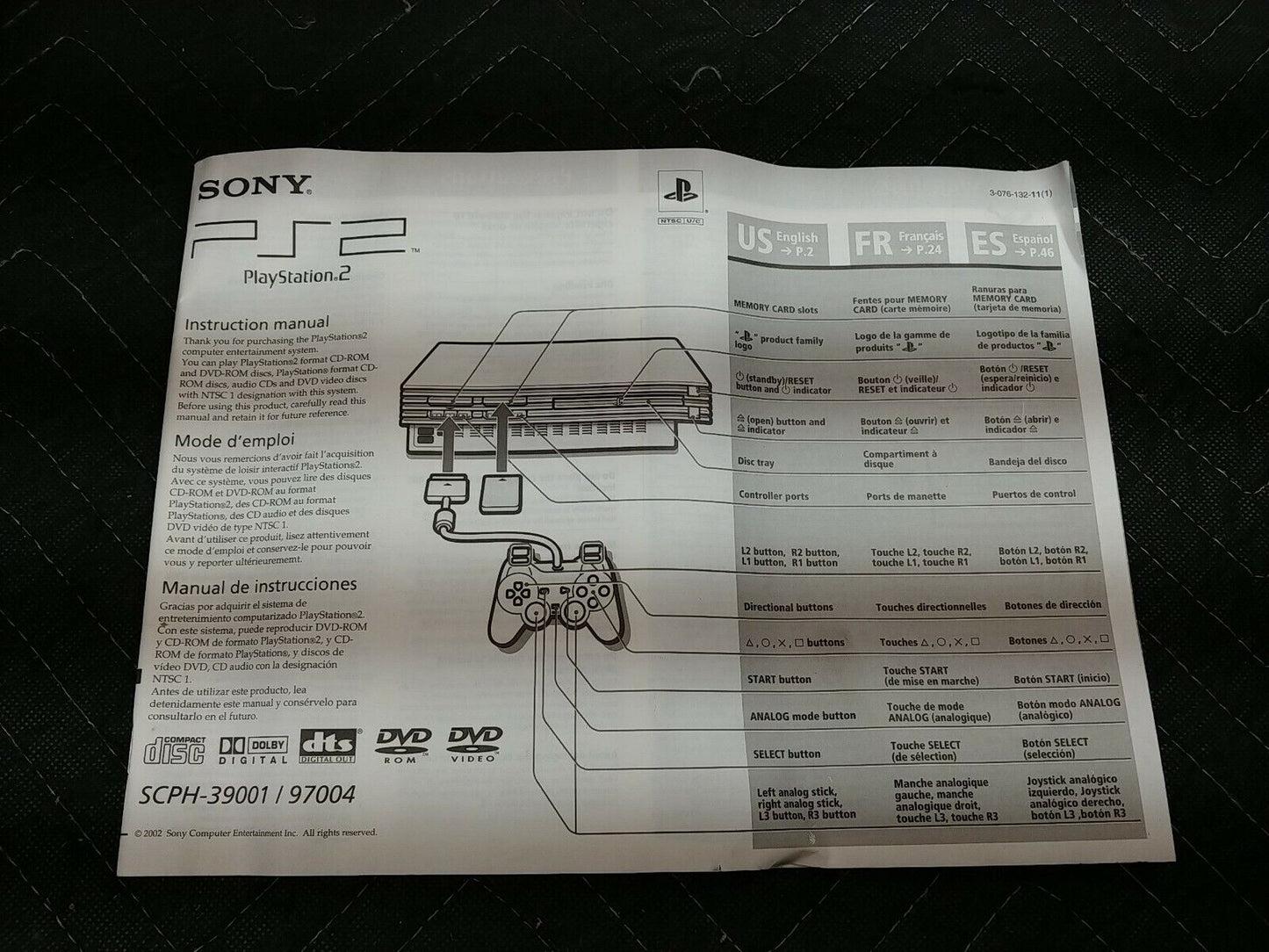Sony PlayStation 2 Console SCPH-39001/97004 Original Box 2 Controls