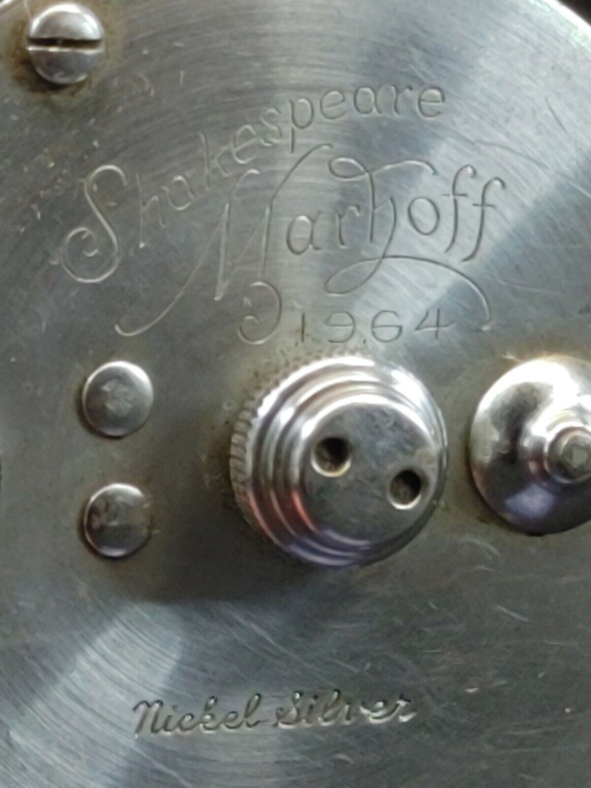 Shakespeare Marhoff No. 1964 Nickel Silver Fishing Reel Model GE w/Box + Insert