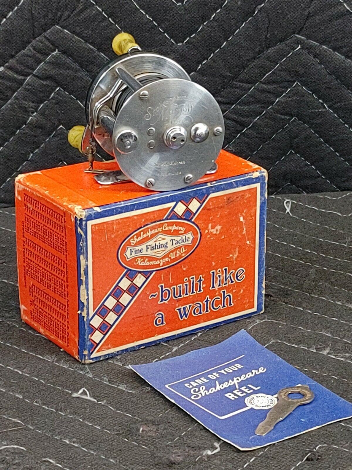 Shakespeare Marhoff No. 1964 Nickel Silver Fishing Reel Model GE w/Box + Insert