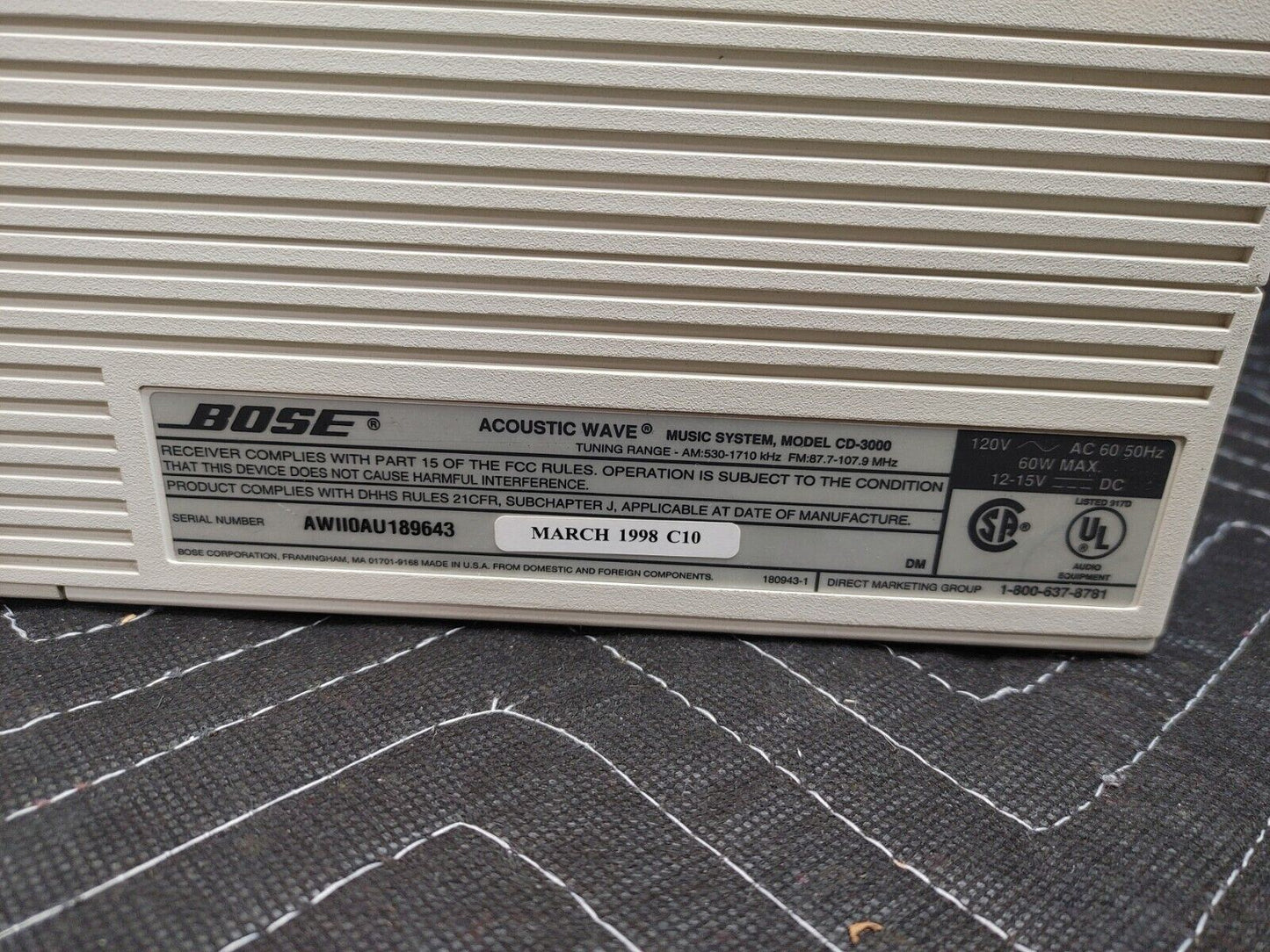 Original 1998 Bose Acoustic Wave Music System Series III CD-3000 CD AM FM Player