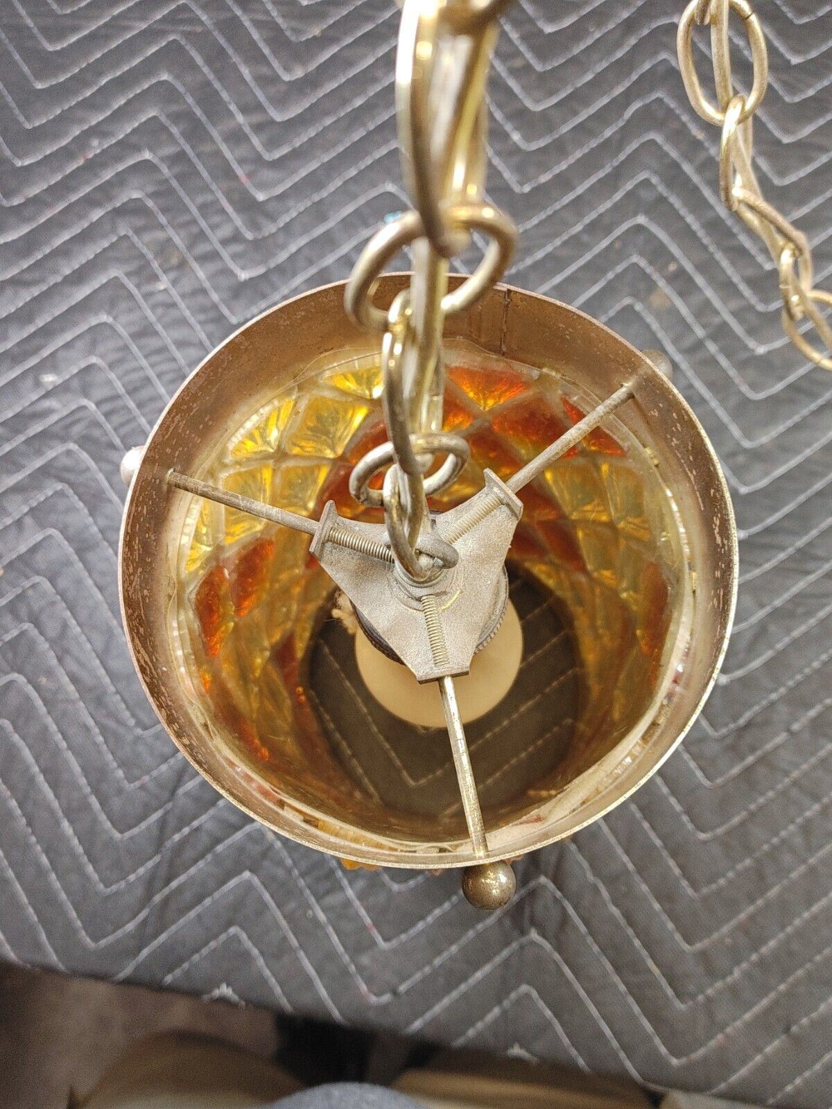 Mid-Century Mod Acrylic Lucite Chain Hanging Color Pendant Lamp 12.5 inch