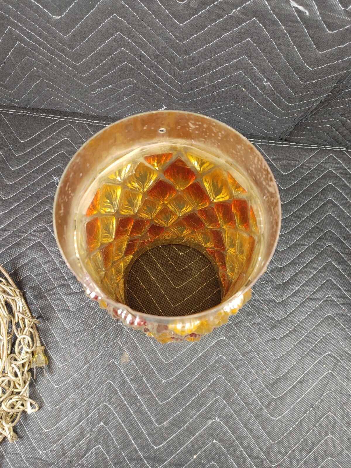 Mid-Century Mod Acrylic Lucite Chain Hanging Color Pendant Lamp 12.5 inch