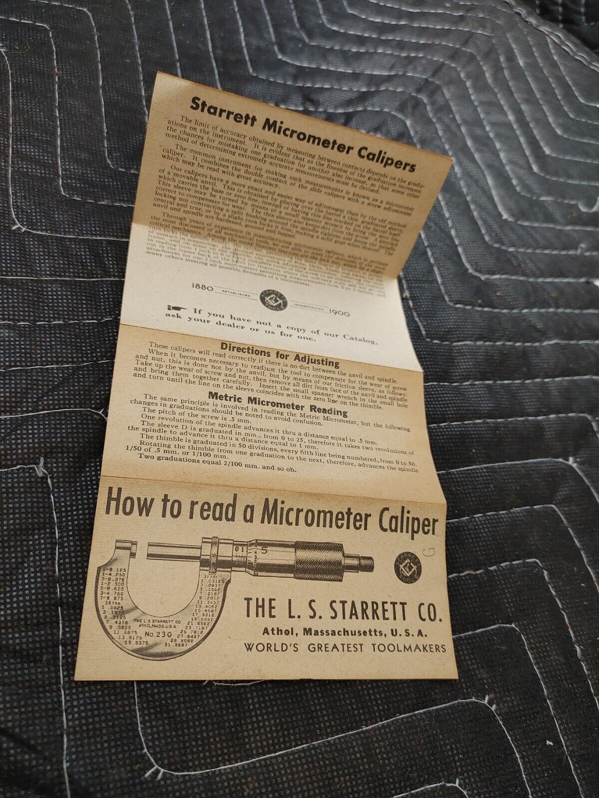 NOS Starrett 0-1" Outside Diameter Micrometer No 436 Ratchet Stop Case Excellent