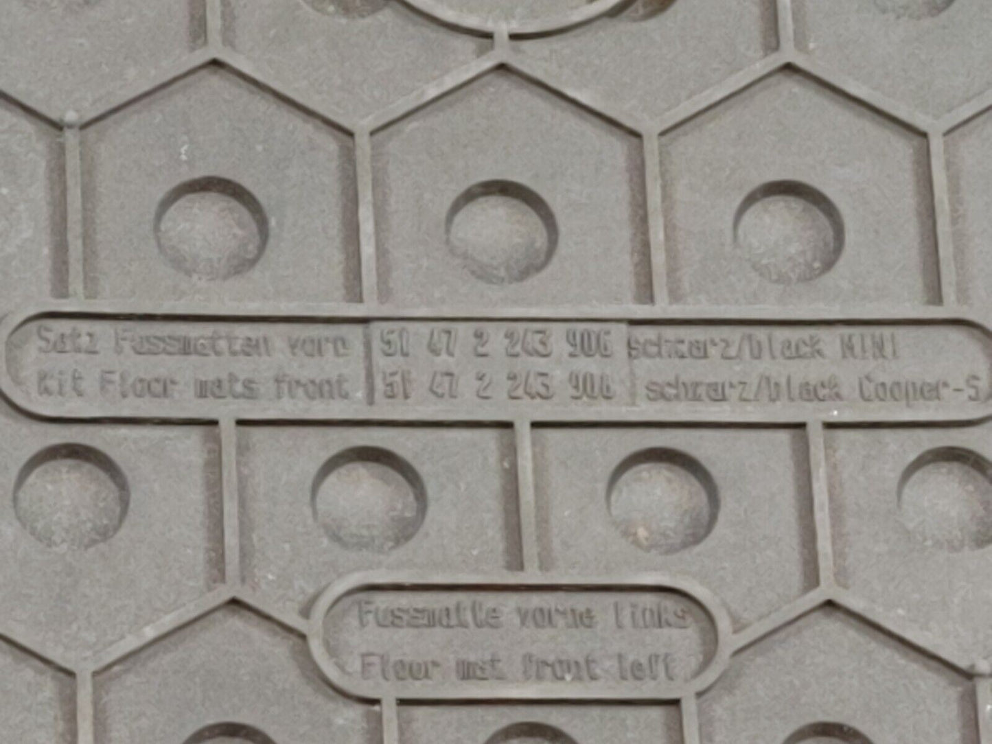 Mini Cooper S Rubber Front Floormats 07-13 R56 OEM