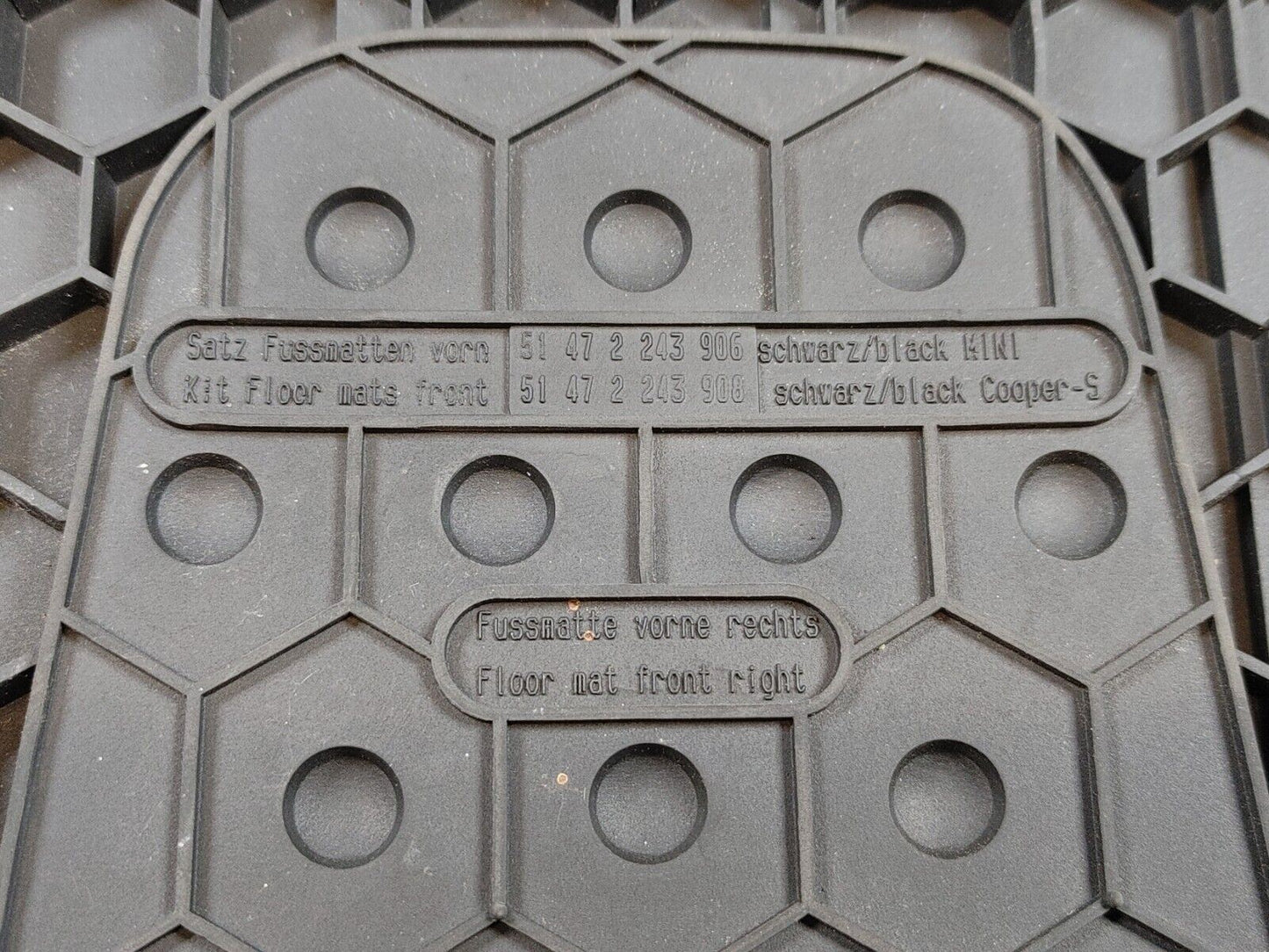 Mini Cooper S Rubber Front Floormats 07-13 R56 OEM