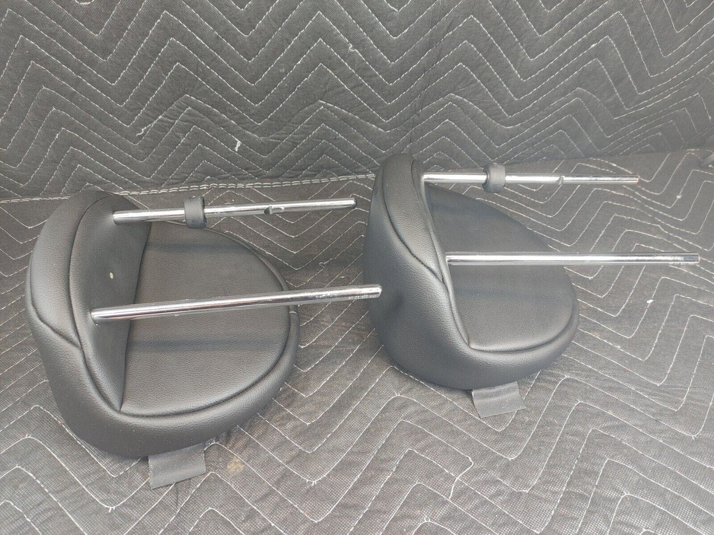 2007-13 Mini Cooper S Rear Seat Headrest Head Rest Set Pair Black Leather OEM