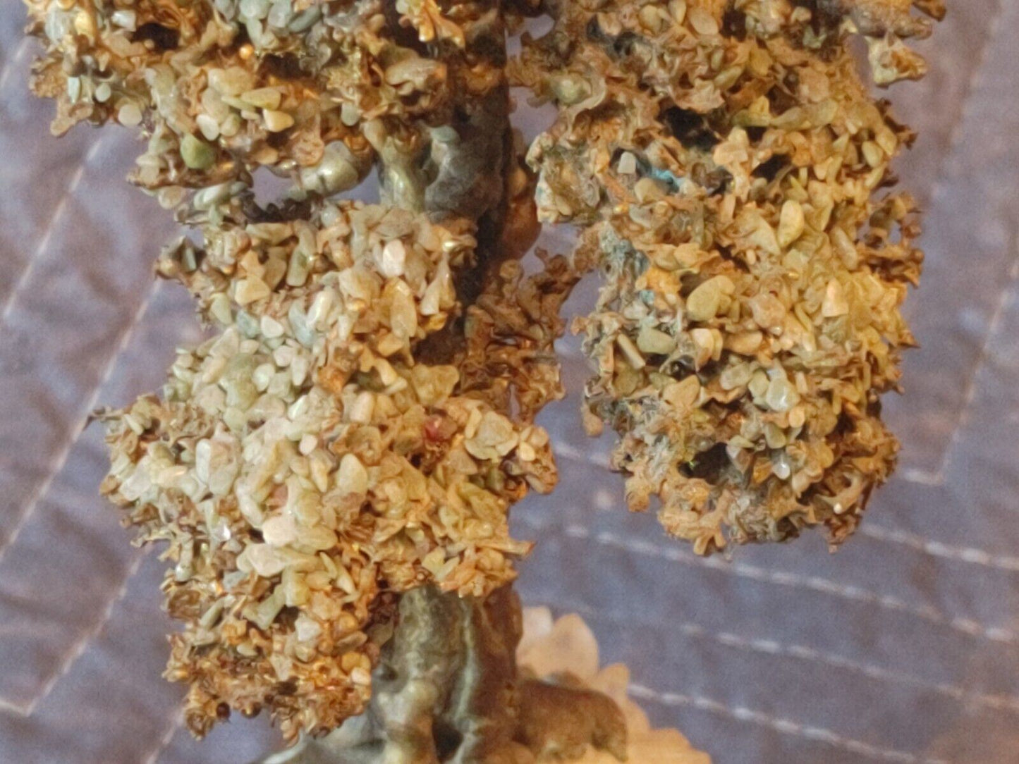 Mid Century Bronze Pine Tree Fir w/ Quartz Crystals Base Bookend geode