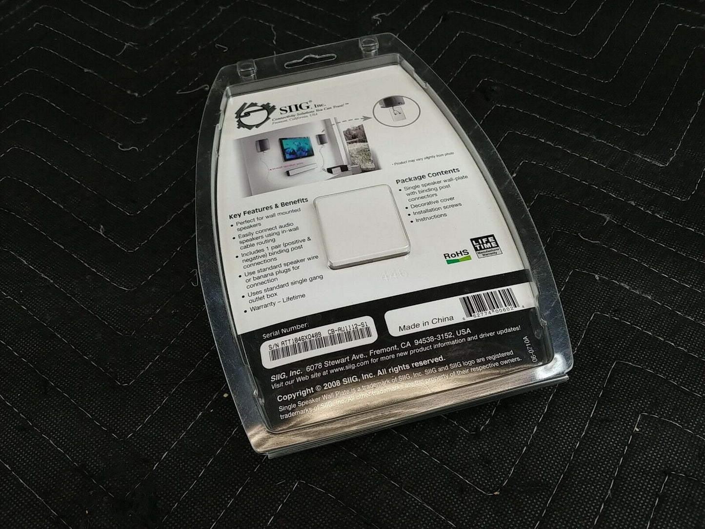 SIIG Single Speaker Wall Plate - 2 Terminal, Standard Wire & Banana Plug