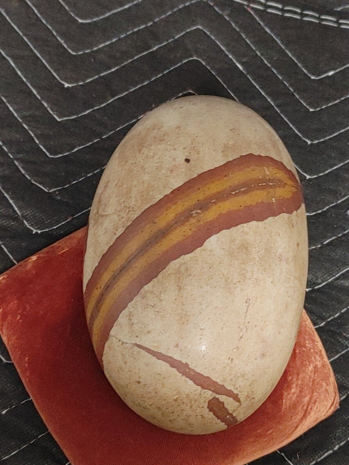 6" tall Shiva Lingham - Genuine Narmada River Siva Lingam 4 lbs w/ Pillow