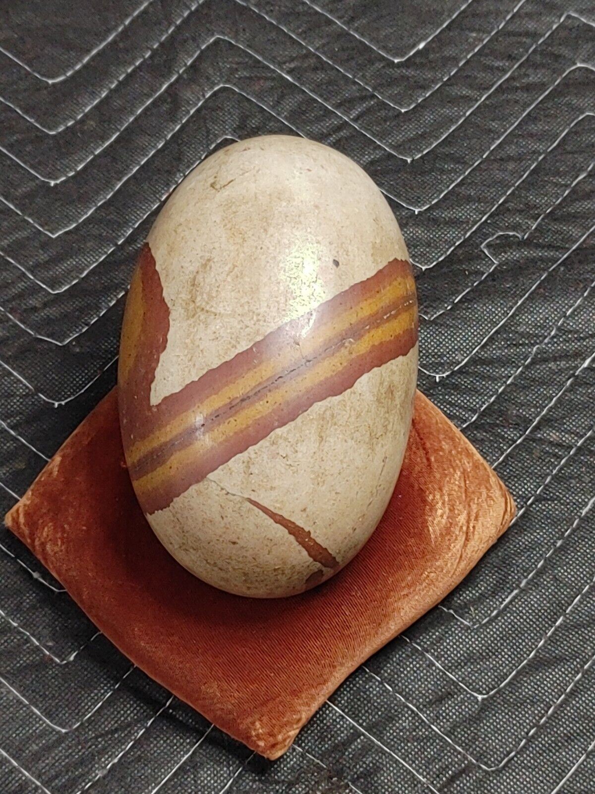 6" tall Shiva Lingham - Genuine Narmada River Siva Lingam 4 lbs w/ Pillow