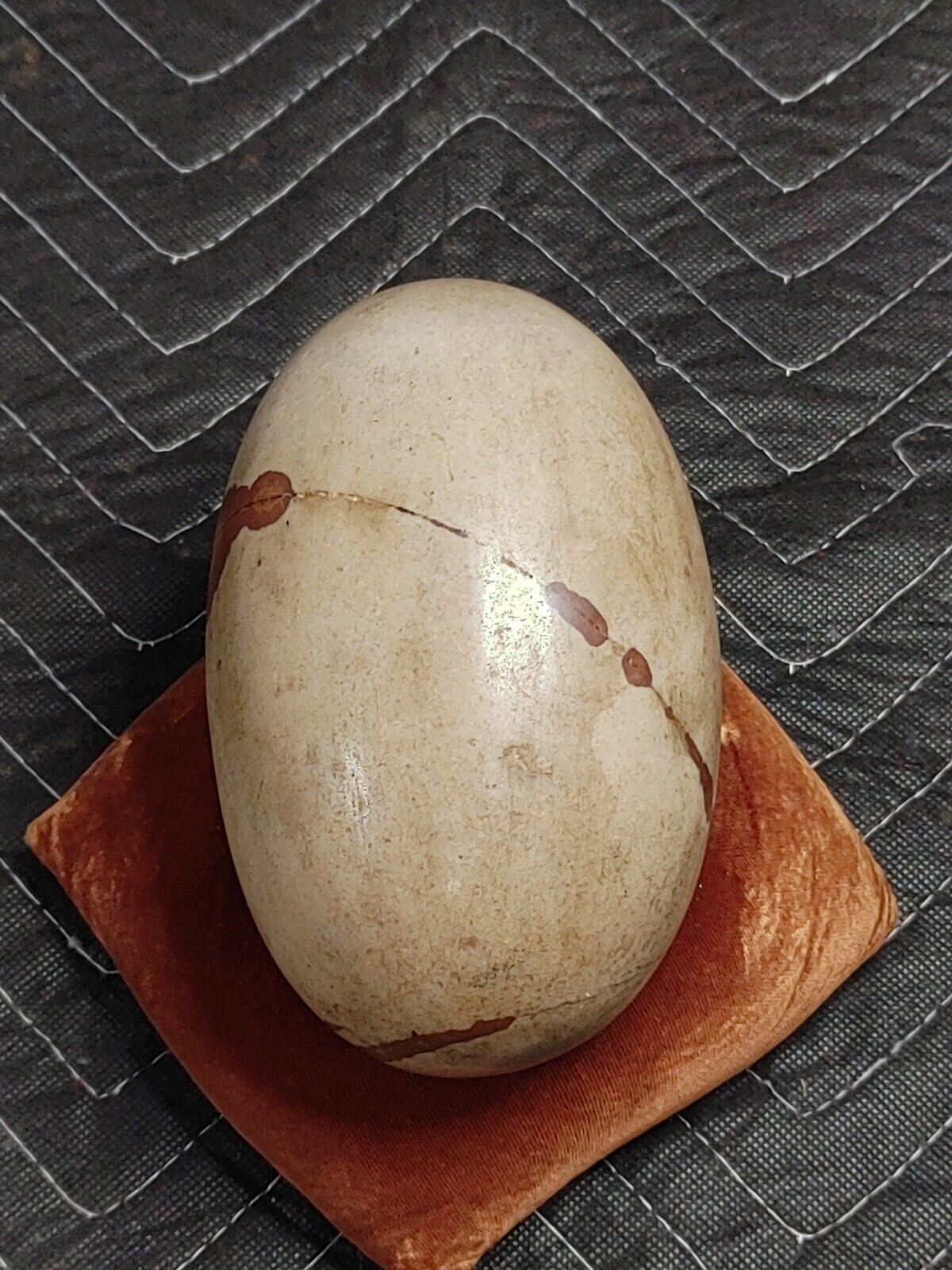 6" tall Shiva Lingham - Genuine Narmada River Siva Lingam 4 lbs w/ Pillow