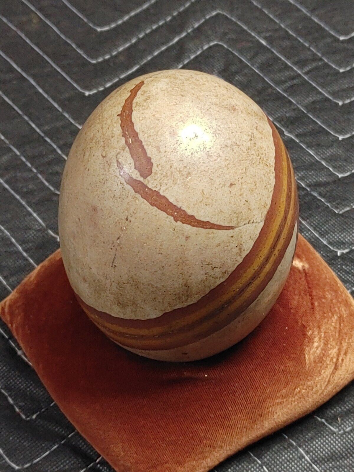 6" tall Shiva Lingham - Genuine Narmada River Siva Lingam 4 lbs w/ Pillow