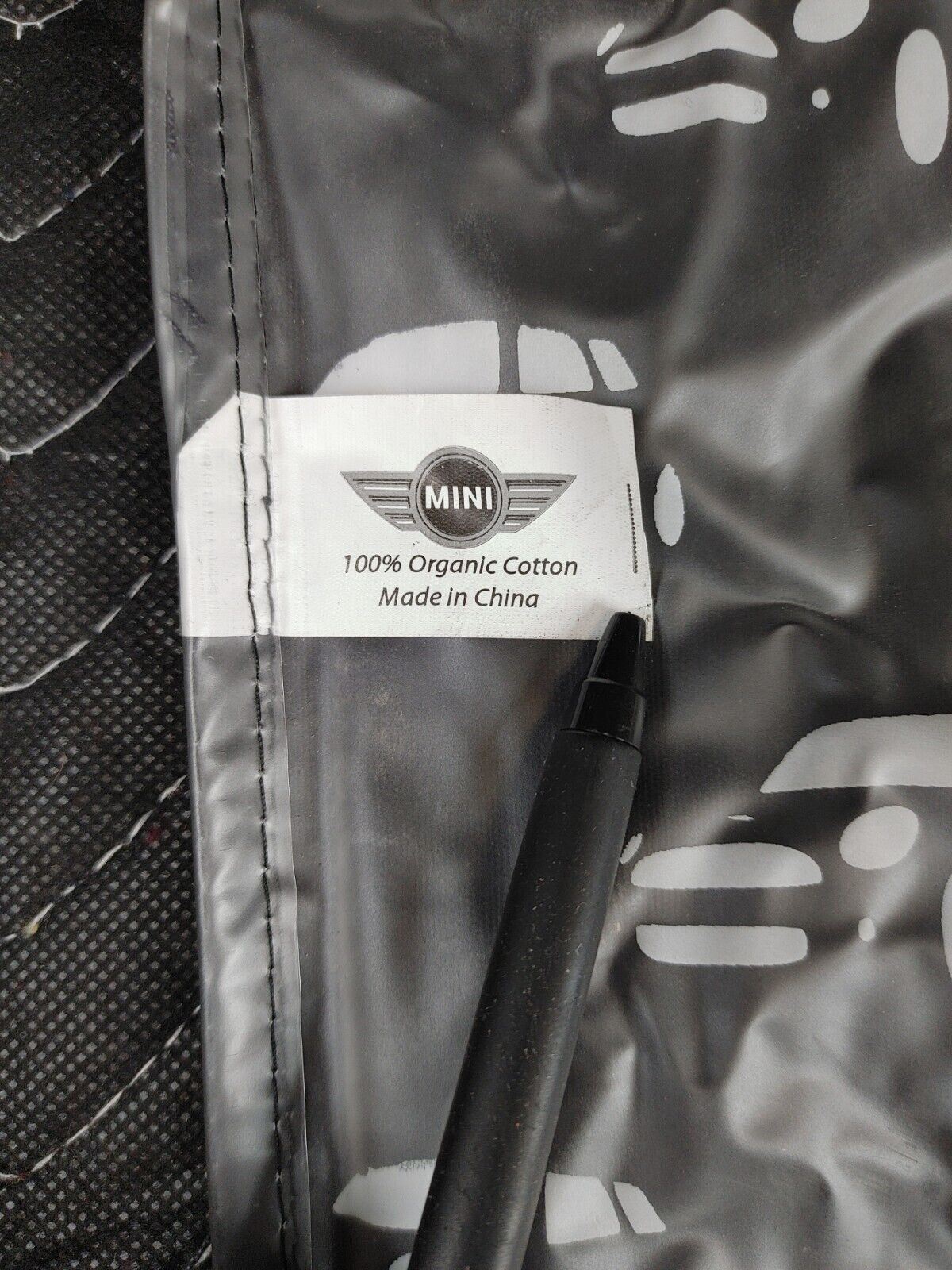 Mini Cooper Car Drawstring Cinch Bag Sack English Bulldog Plastic Lined Logo