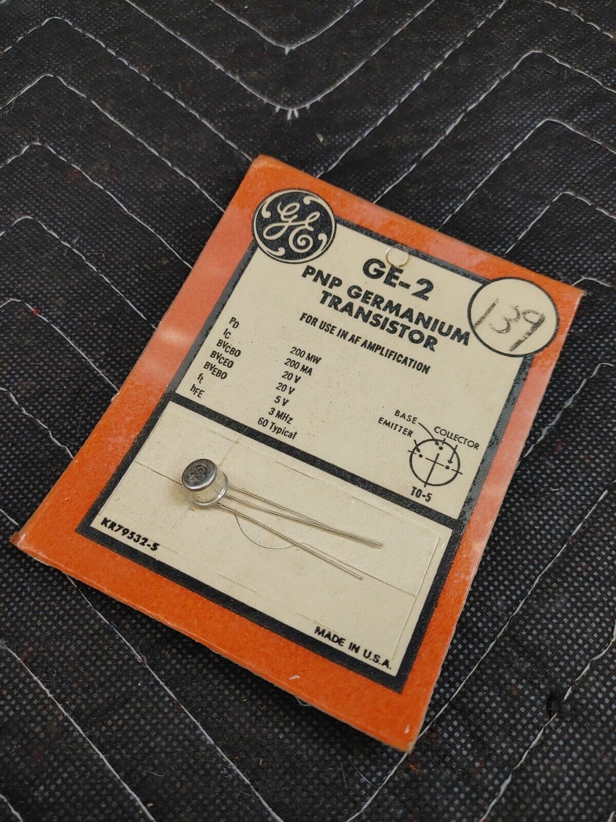 NOS GE 2 PNP GERMANIUM TRANSISTOR NEW, AF AMPLIFIER T0-5 BASE