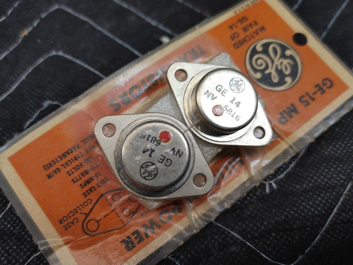 GE-15MP NPN SILICON POWER TRANSISTORS MATCHED PAIR OF GE-14 (NOS)