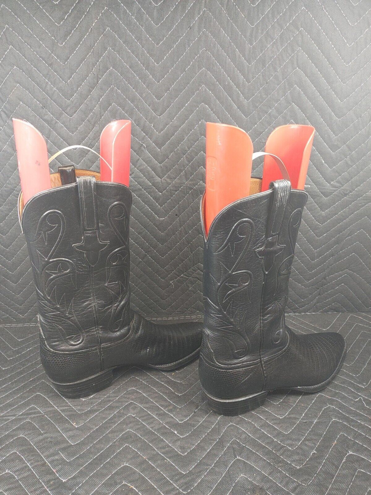 Lucchese Black Leather Boots Western Cowboy Men's 8.5 D L608303 USA Made