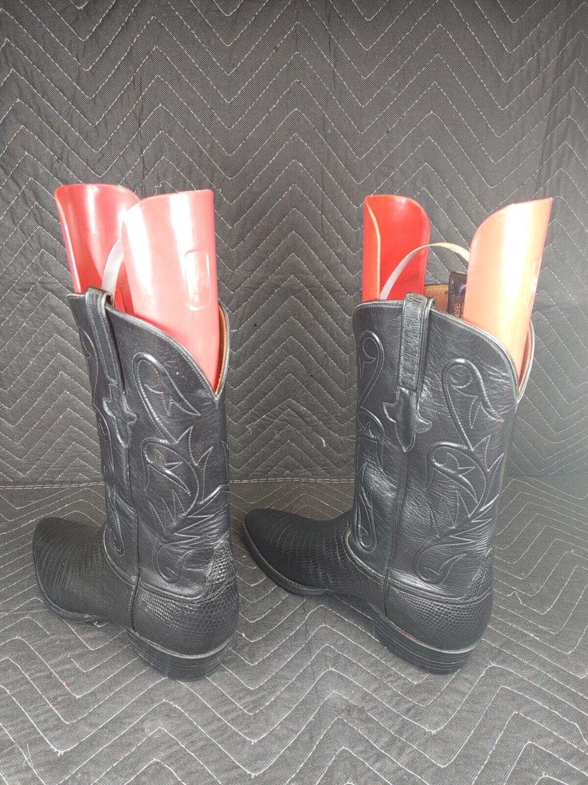 Lucchese Black Leather Boots Western Cowboy Men's 8.5 D L608303 USA Made