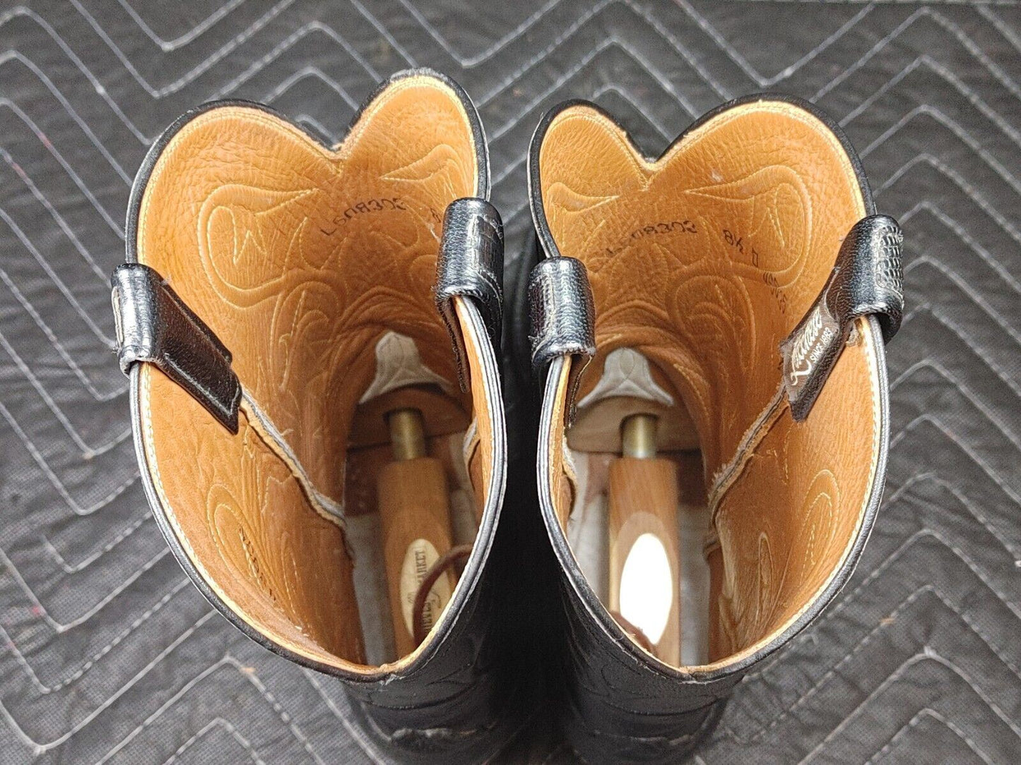 Lucchese Black Leather Boots Western Cowboy Men's 8.5 D L608303 USA Made