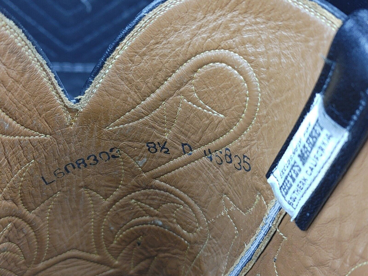 Lucchese Black Leather Boots Western Cowboy Men's 8.5 D L608303 USA Made