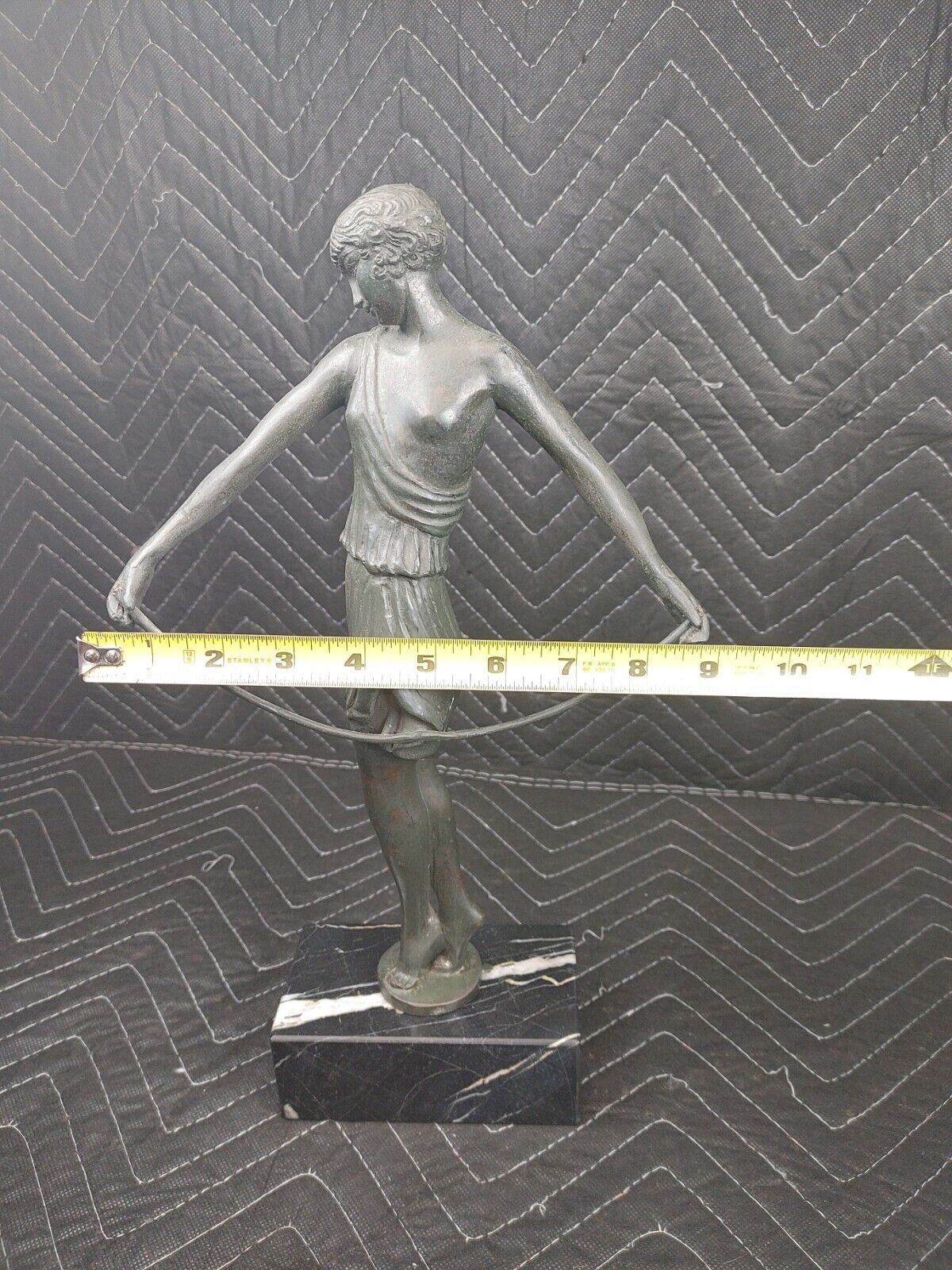 Art Deco Sculpture Woman Holding a Bow Archer Bronze Statue 15.5"