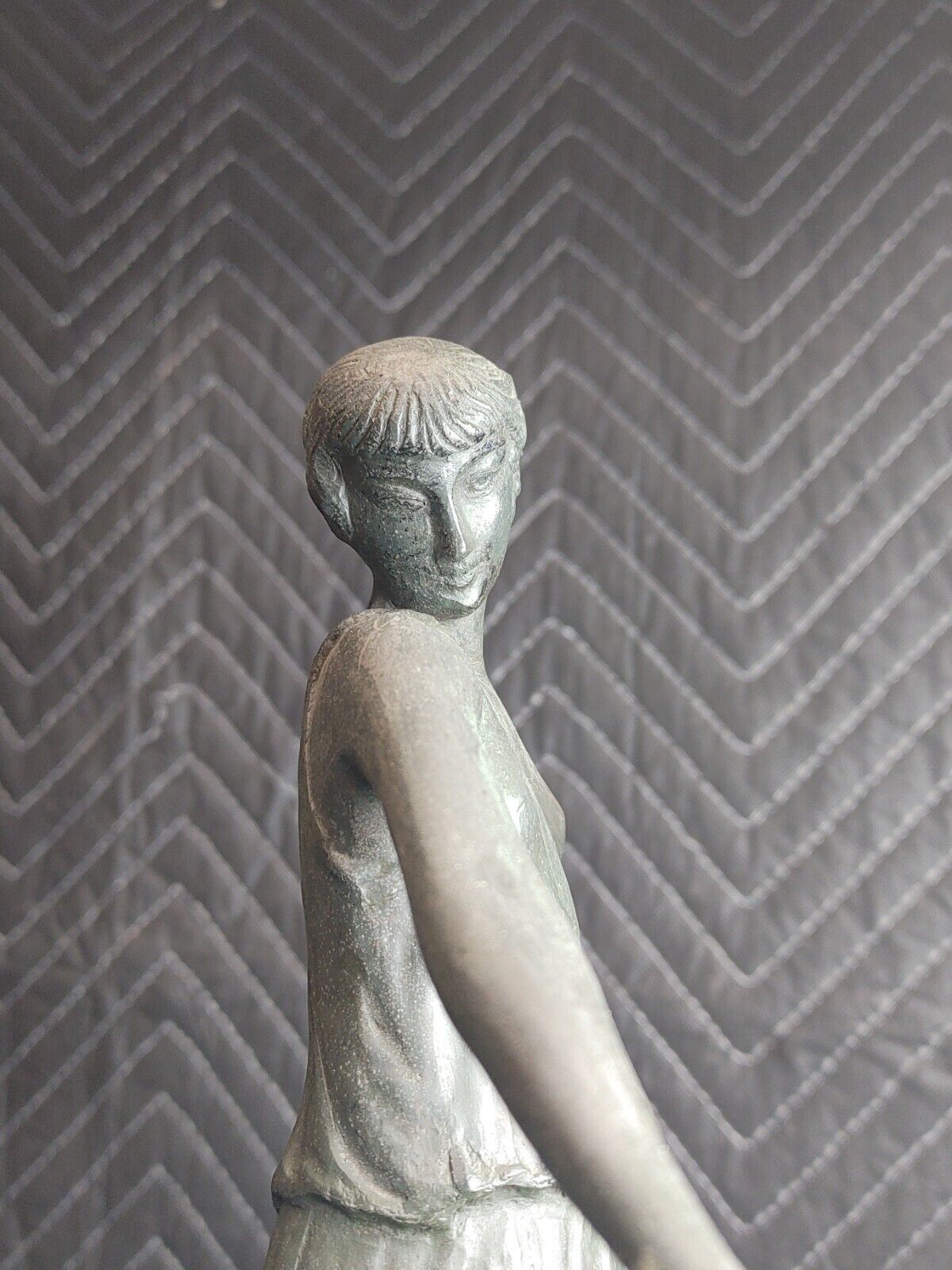 Art Deco Sculpture Woman Holding a Bow Archer Bronze Statue 15.5"