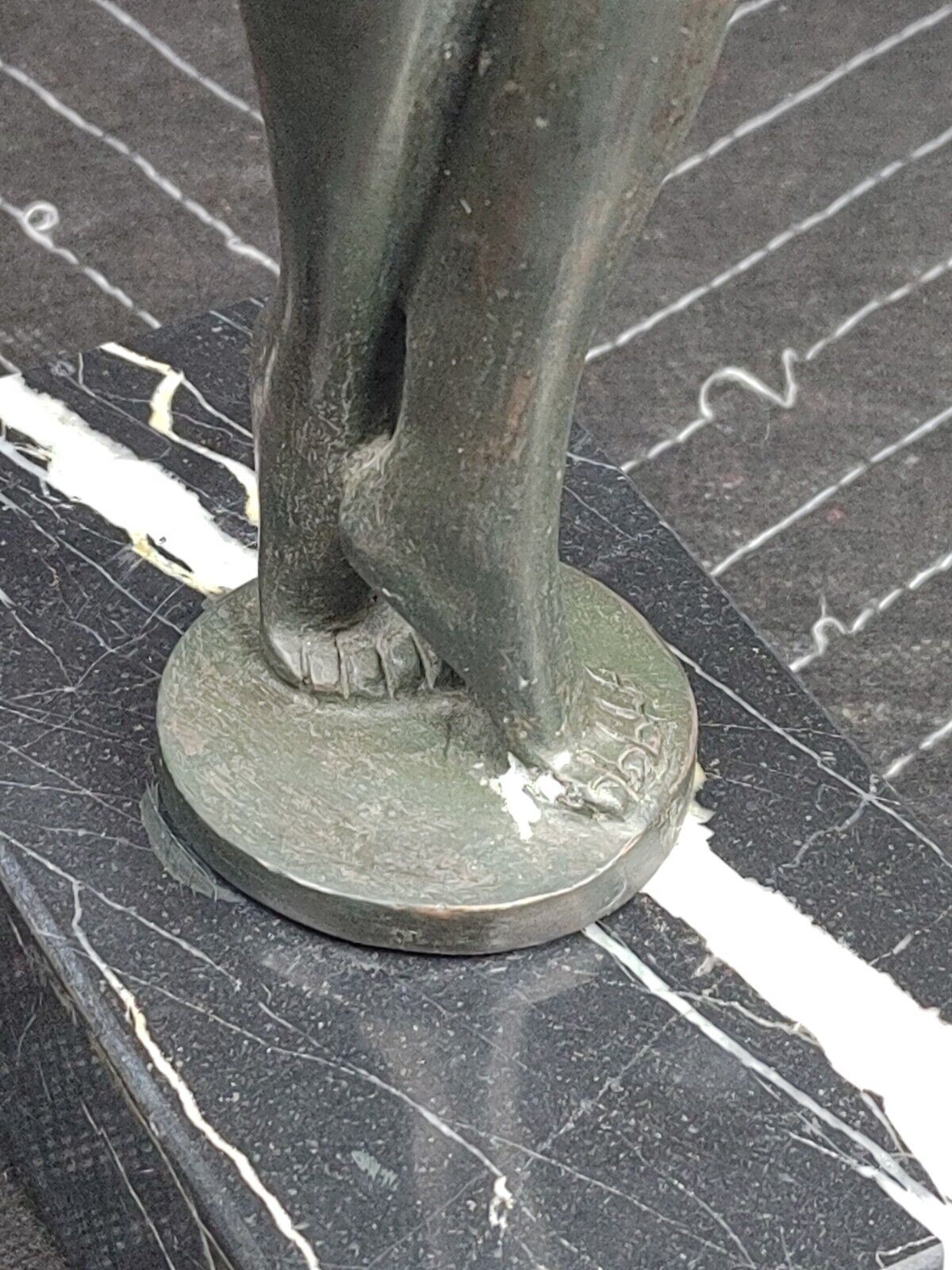 Art Deco Sculpture Woman Holding a Bow Archer Bronze Statue 15.5"