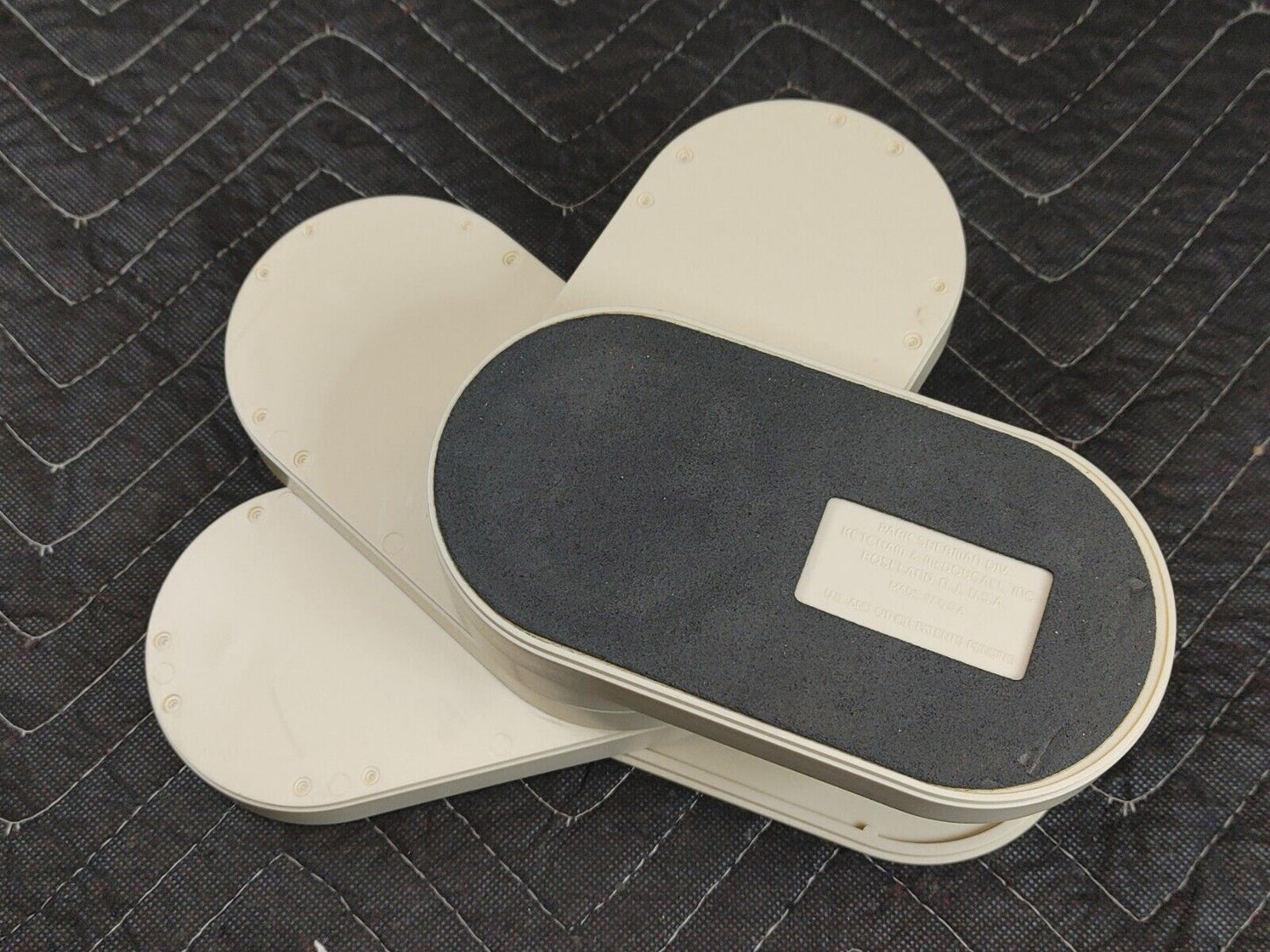 Vintage MCM Beige Plastic 70s Swivel Desk Organizer Vanity Craft Box Pencil Cup