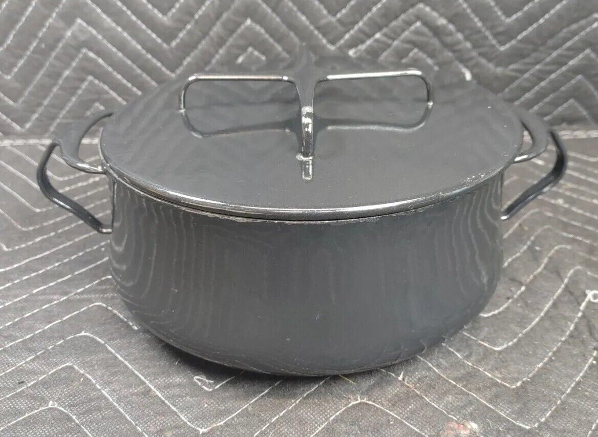 Vtg Dansk Kobenstyle Dutch Oven Lidded Pot France Black 8.5”D