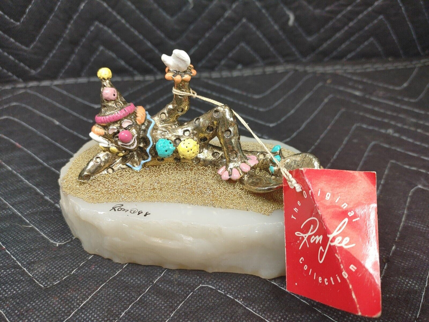 Ron Lee Clowns Brass / Metal Lounging Clown 1988, Signed By Artist Marble Base