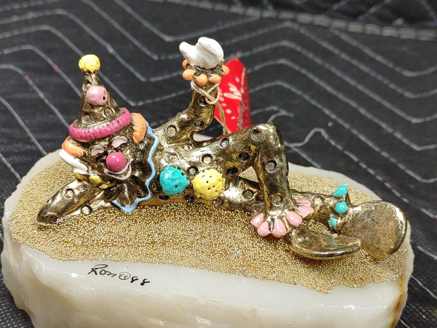 Ron Lee Clowns Brass / Metal Lounging Clown 1988, Signed By Artist Marble Base