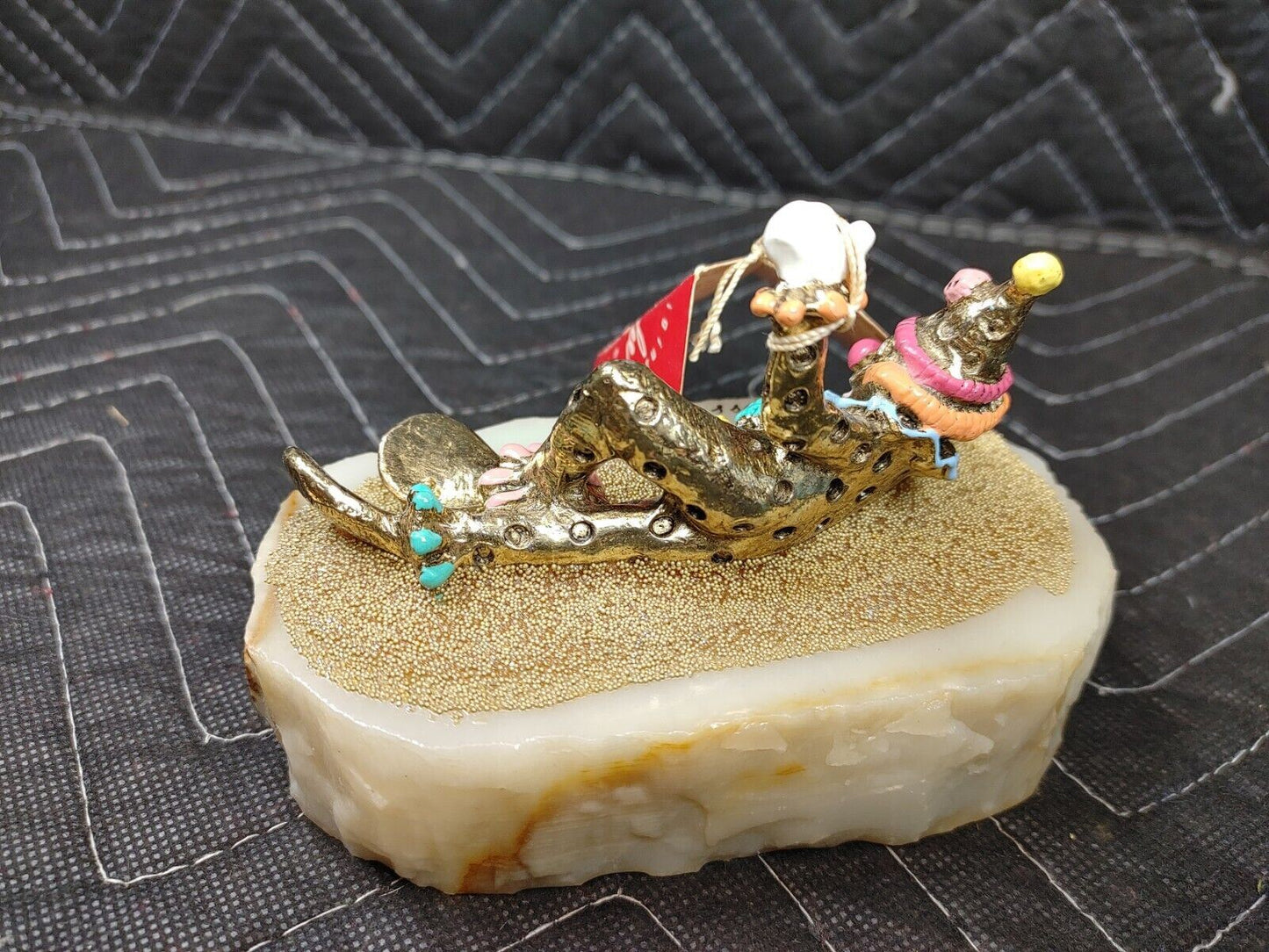 Ron Lee Clowns Brass / Metal Lounging Clown 1988, Signed By Artist Marble Base