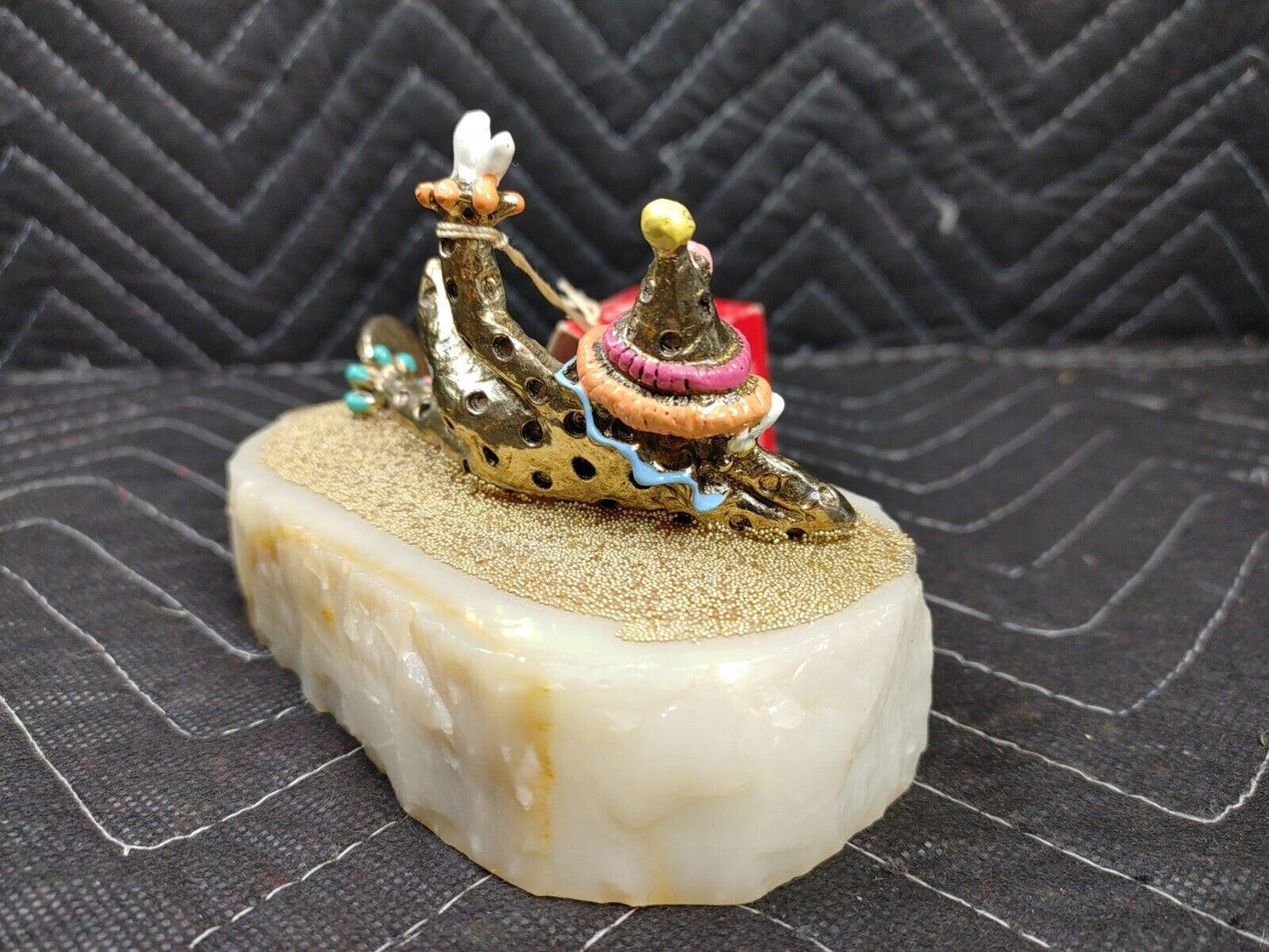 Ron Lee Clowns Brass / Metal Lounging Clown 1988, Signed By Artist Marble Base