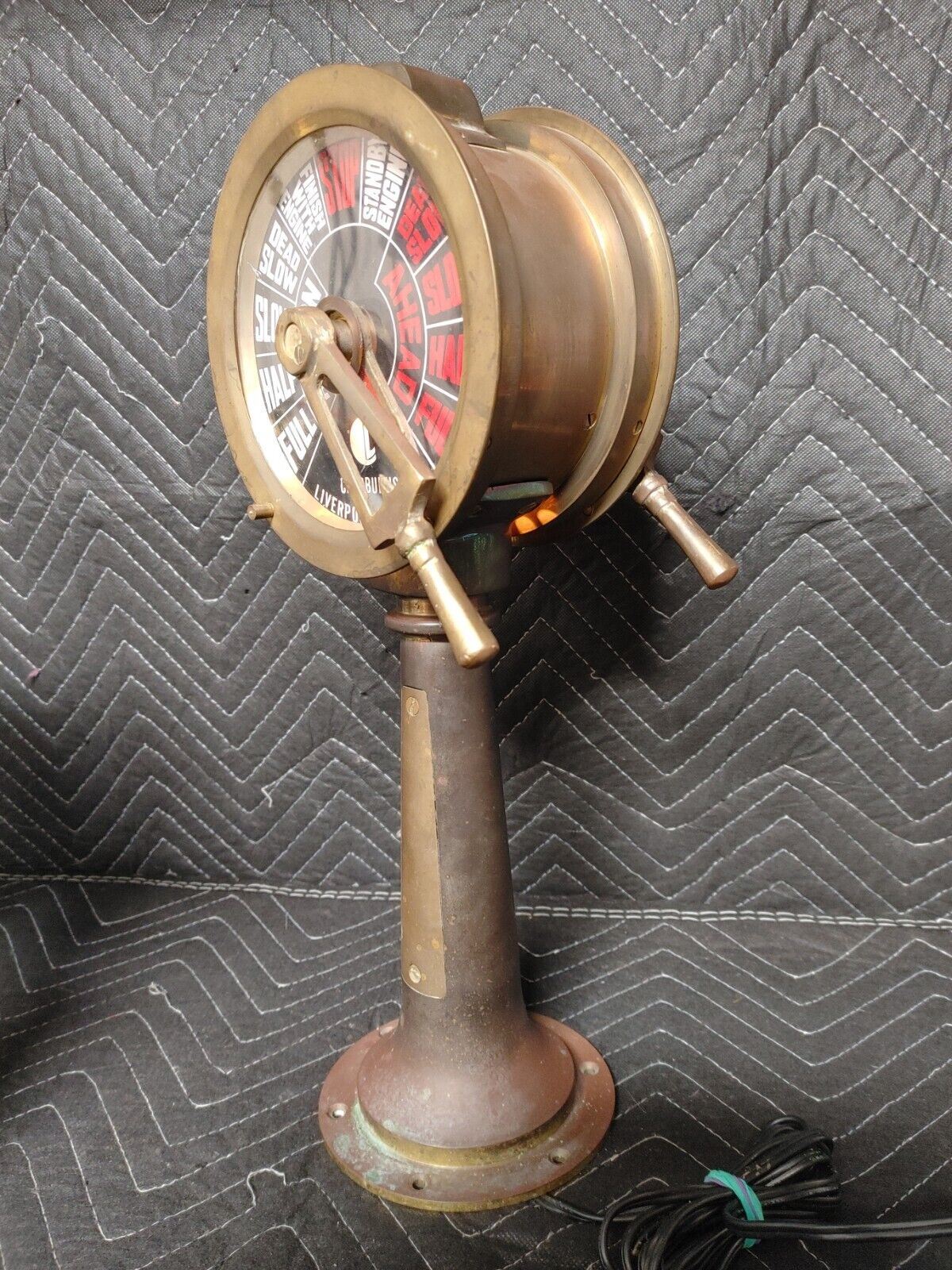 Lighted Brass Ship's Engine Room Telegraph - Chadburns Liverpool & London 18"