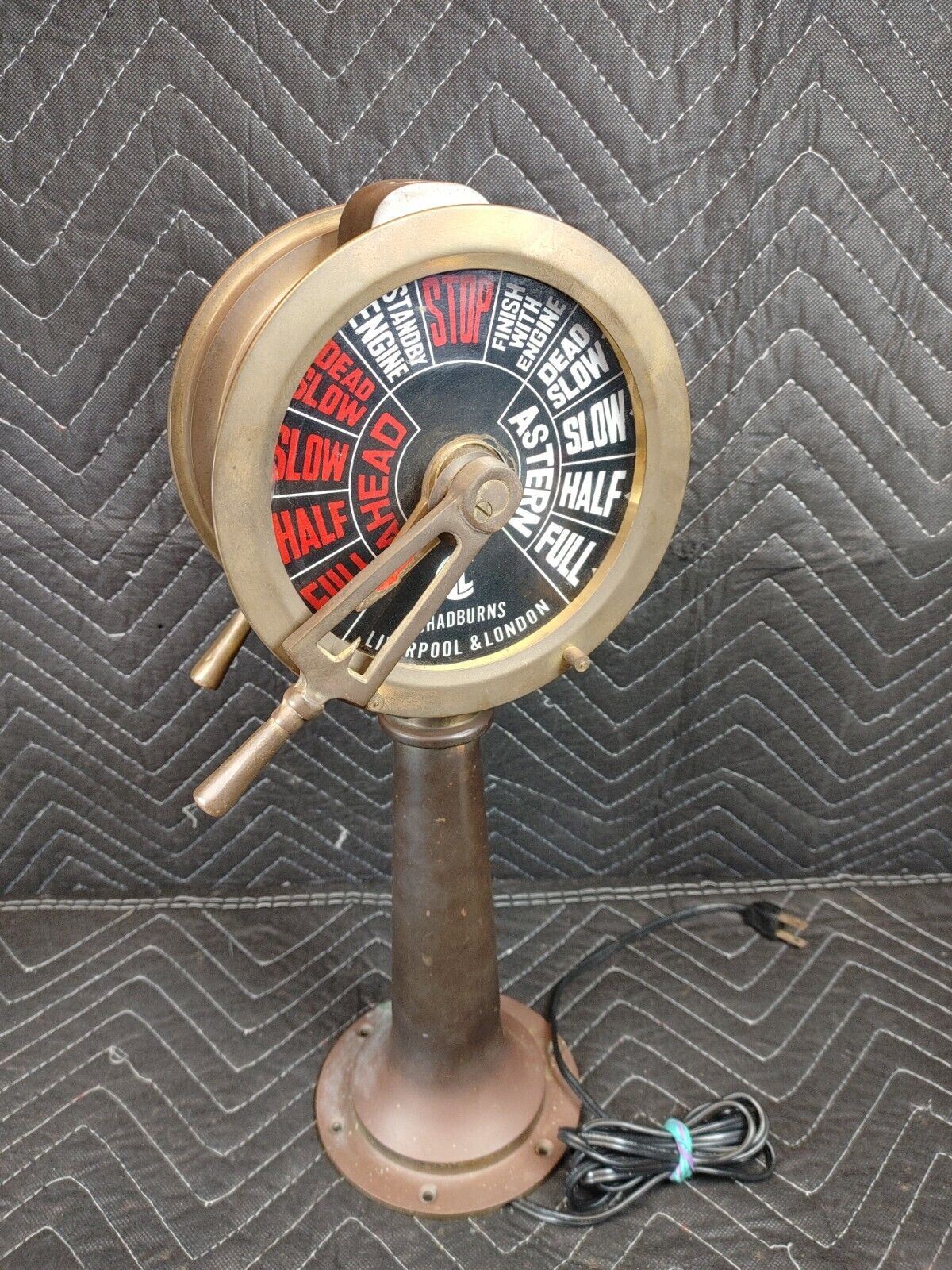Lighted Brass Ship's Engine Room Telegraph - Chadburns Liverpool & London 18"
