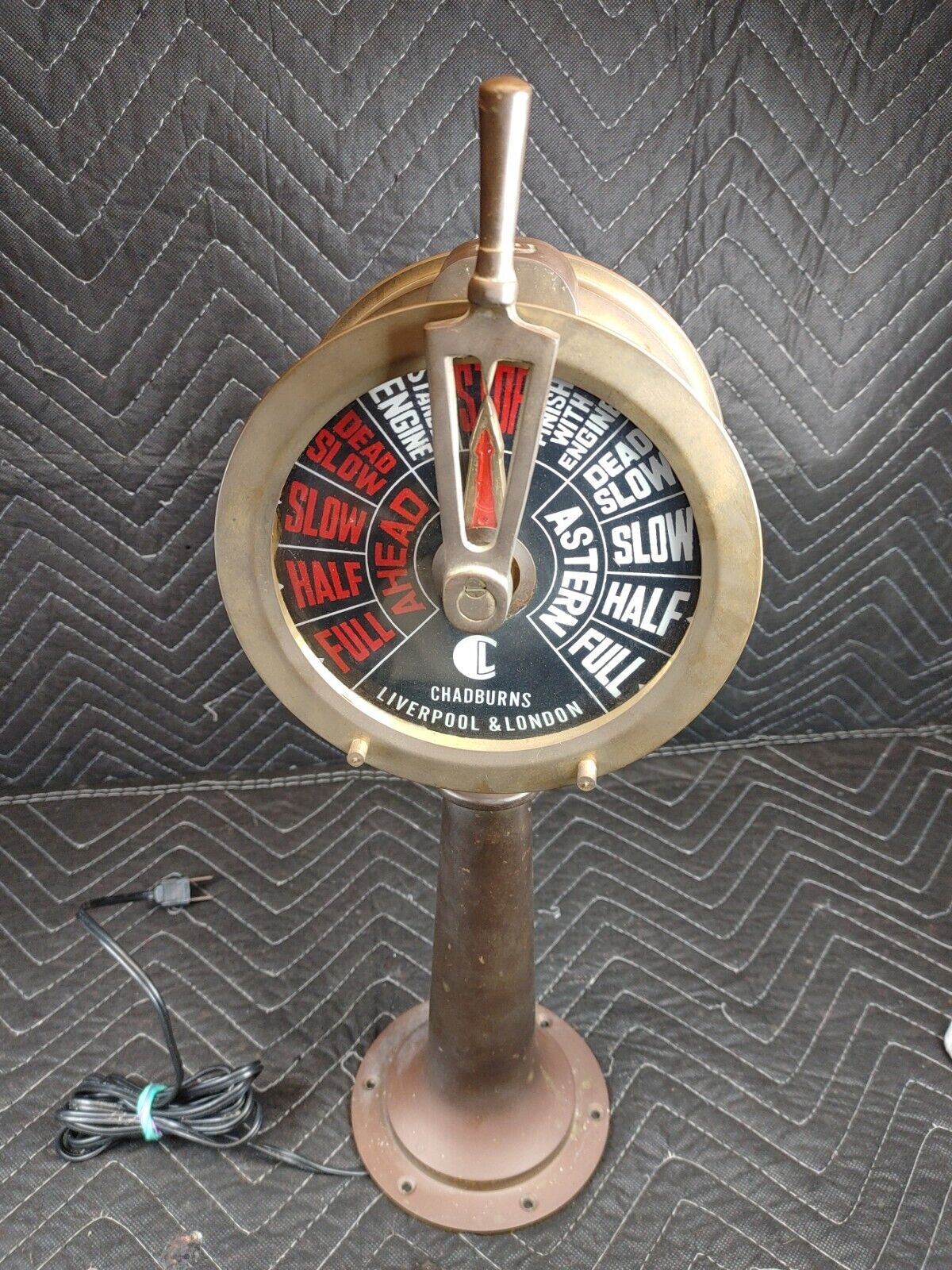 Lighted Brass Ship's Engine Room Telegraph - Chadburns Liverpool & London 18"