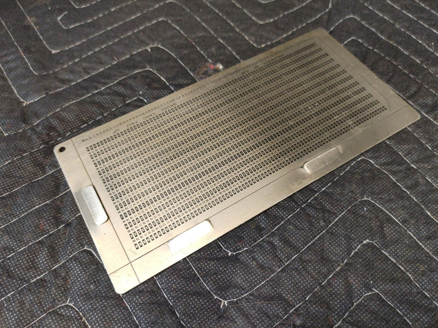 Vintage IBM Computer Punch Card Registration Check Gauge Diagnostic Plate USA