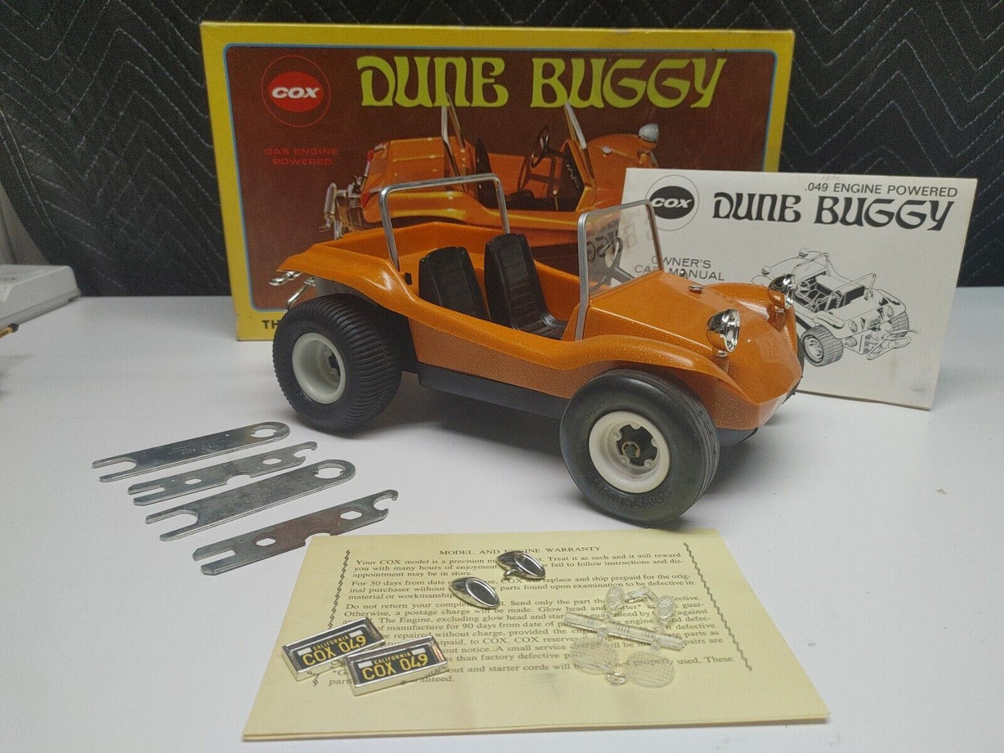 1969 Orange COX DUNE BUGGY W/ Box - First Gen w/ cardboard packaging inserts
