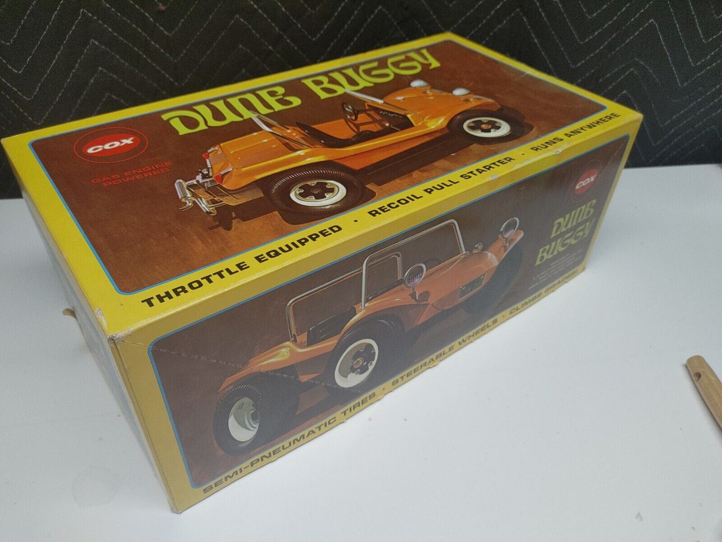 1969 Orange COX DUNE BUGGY W/ Box - First Gen w/ cardboard packaging inserts