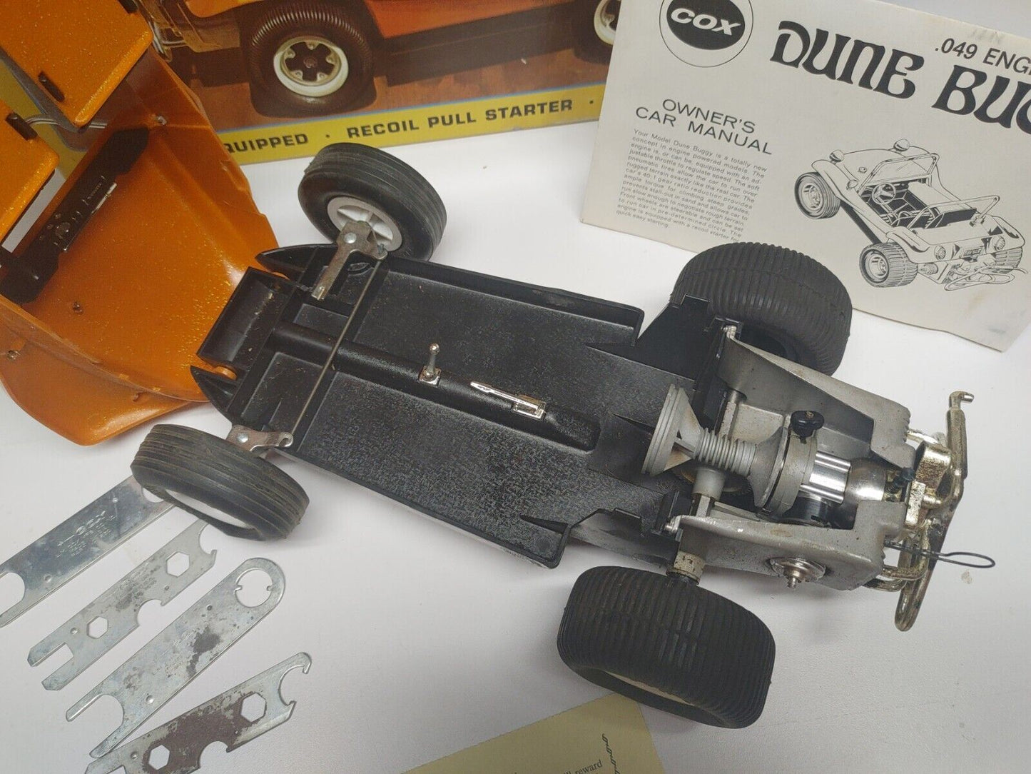 1969 Orange COX DUNE BUGGY W/ Box - First Gen w/ cardboard packaging inserts