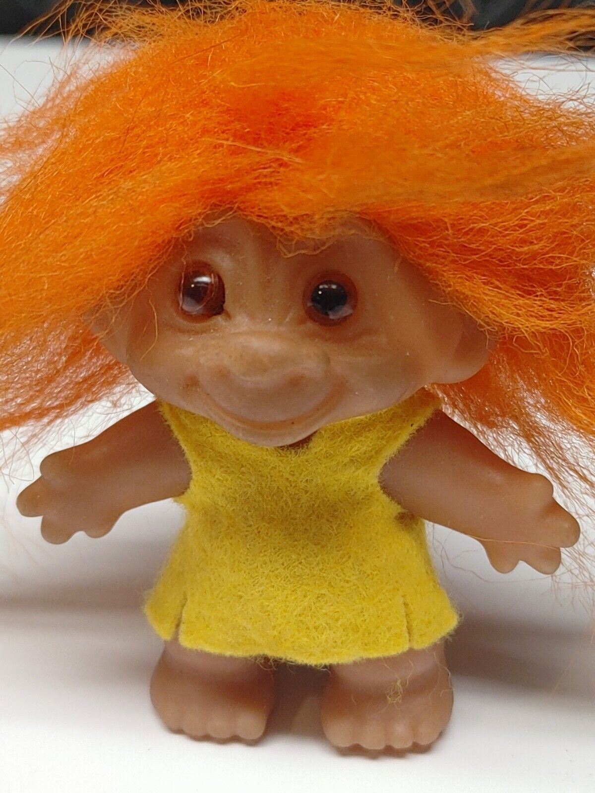 1965 DAM Things - Troll Doll w/ Orange Hair - Yellow Clothes 3" - All Orignal