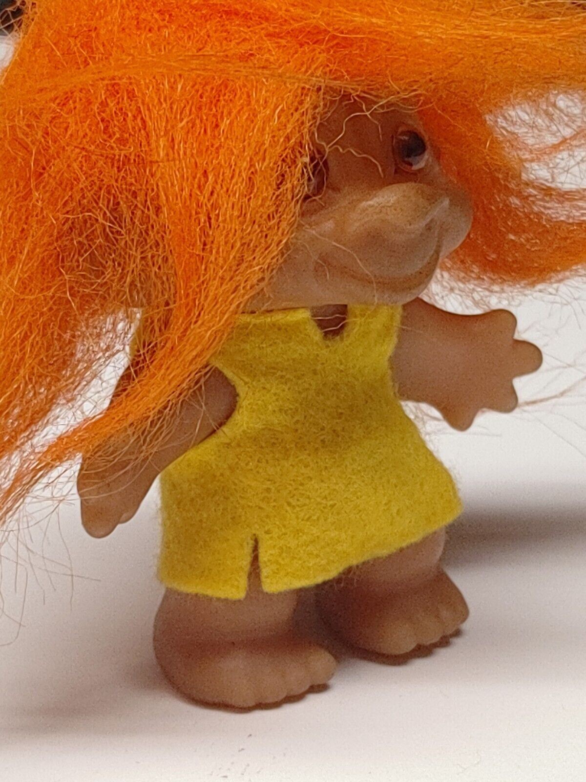 1965 DAM Things - Troll Doll w/ Orange Hair - Yellow Clothes 3" - All Orignal