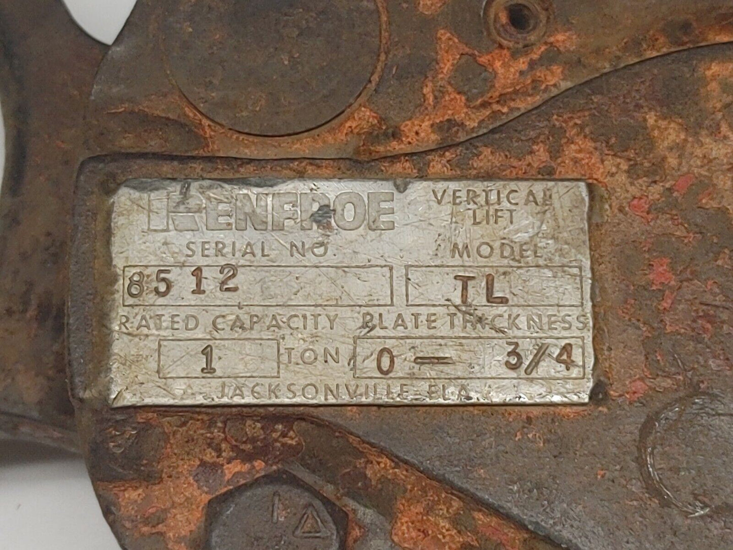 ๐บ๐ธRenfroe Model TL 1Ton Plate Lifting Clamp, 0- 3/4 inch Grip.๐๐