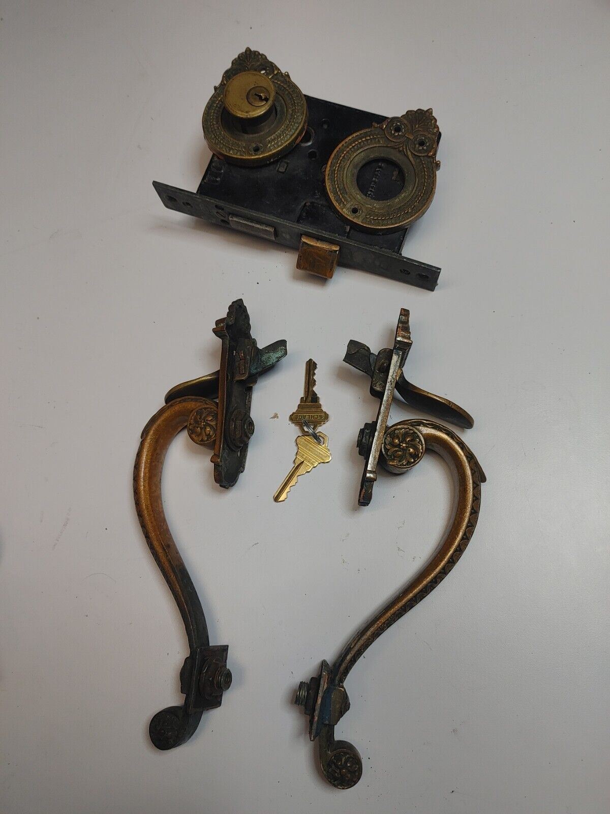 SARGENT ENTRY MORTISE LOCK #953 w/ Door Pulls, Cylinders & Keys - Serviced