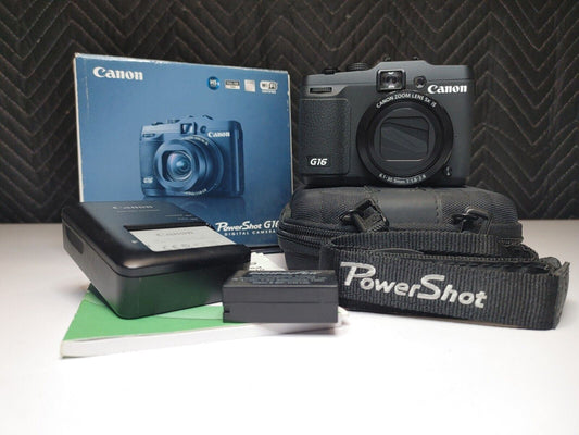 Canon PowerShot G16 Digital Camera with WiFi 12.1MP w/ Box/Charger/Case/Papers
