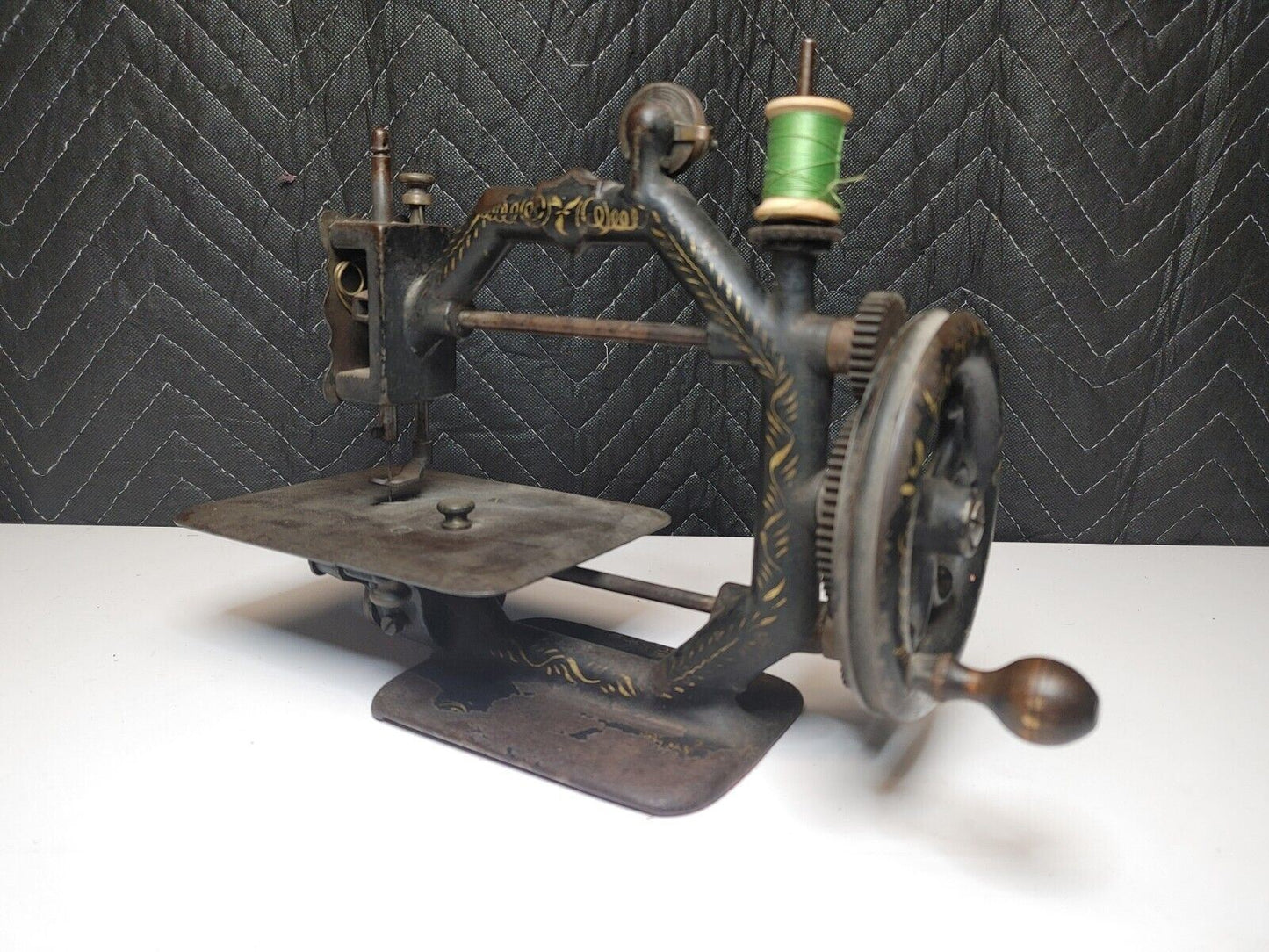 1870-80 Johnson Clark Gold Medal Octagonal Antique Cast Iron Sewing Machine RARE