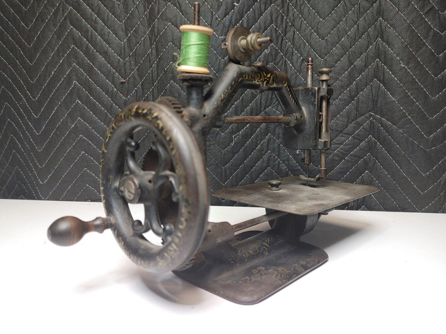 1870-80 Johnson Clark Gold Medal Octagonal Antique Cast Iron Sewing Machine RARE