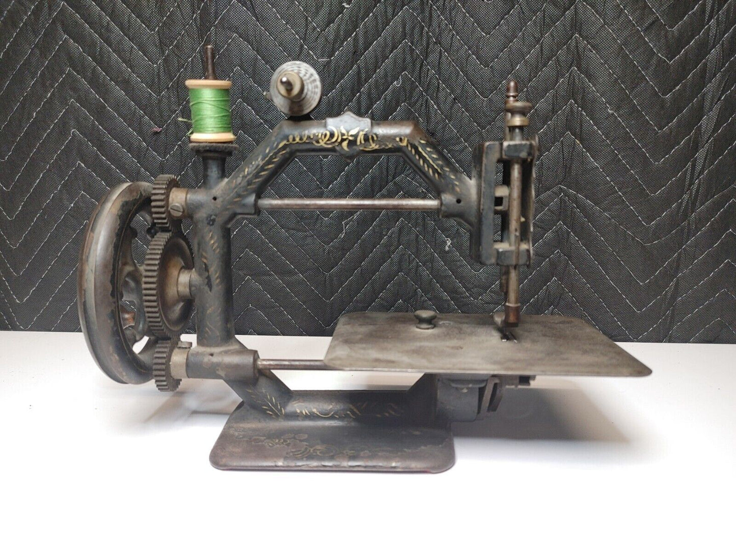 1870-80 Johnson Clark Gold Medal Octagonal Antique Cast Iron Sewing Machine RARE