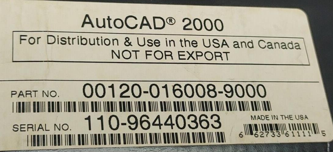 AutoCad 2000 - 2 CD's, Install Guide, Serial #, CD Key & Auth - Autodesk