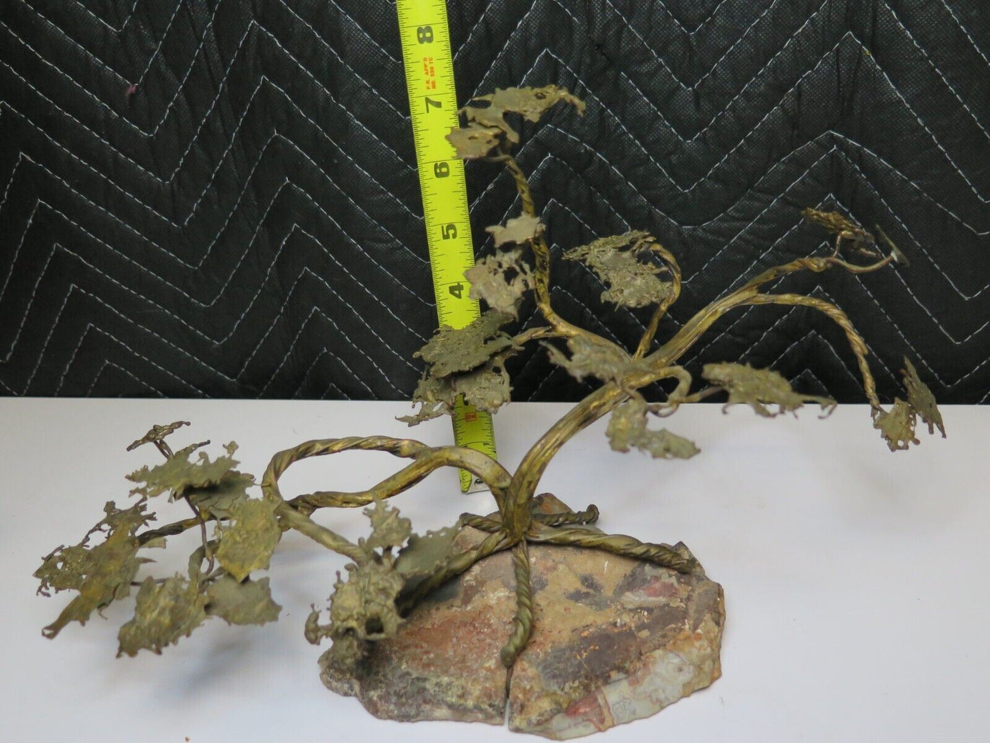 Brutalist BONSAI TREE BRONZE SCULPTURE STONE BASE MCM MID CENTURY