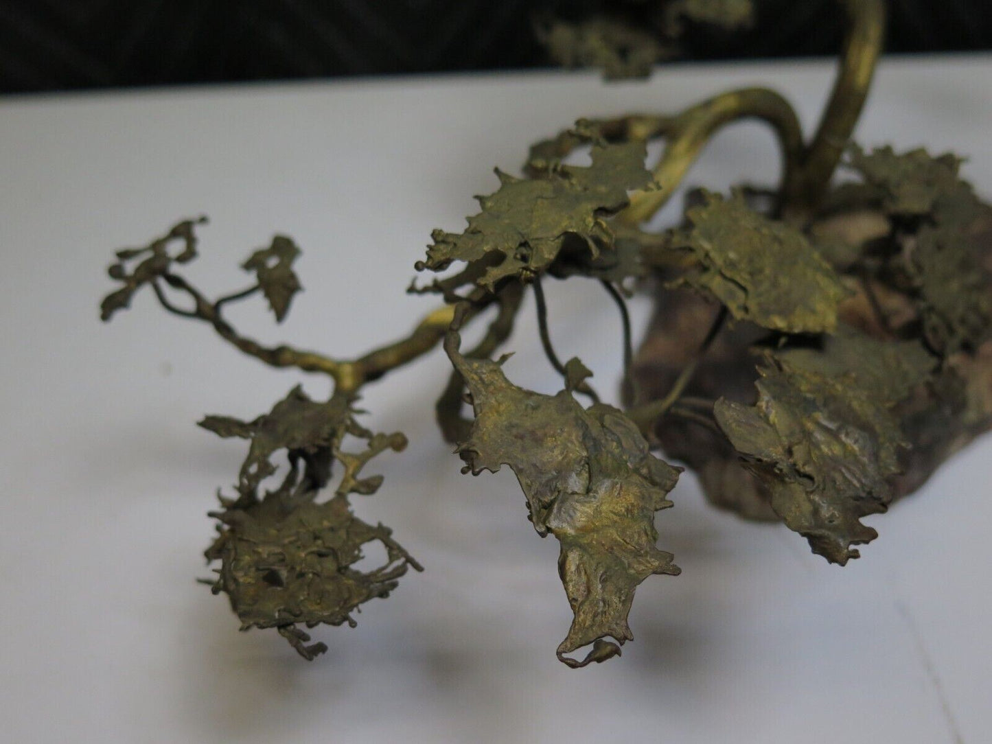 Brutalist BONSAI TREE BRONZE SCULPTURE STONE BASE MCM MID CENTURY